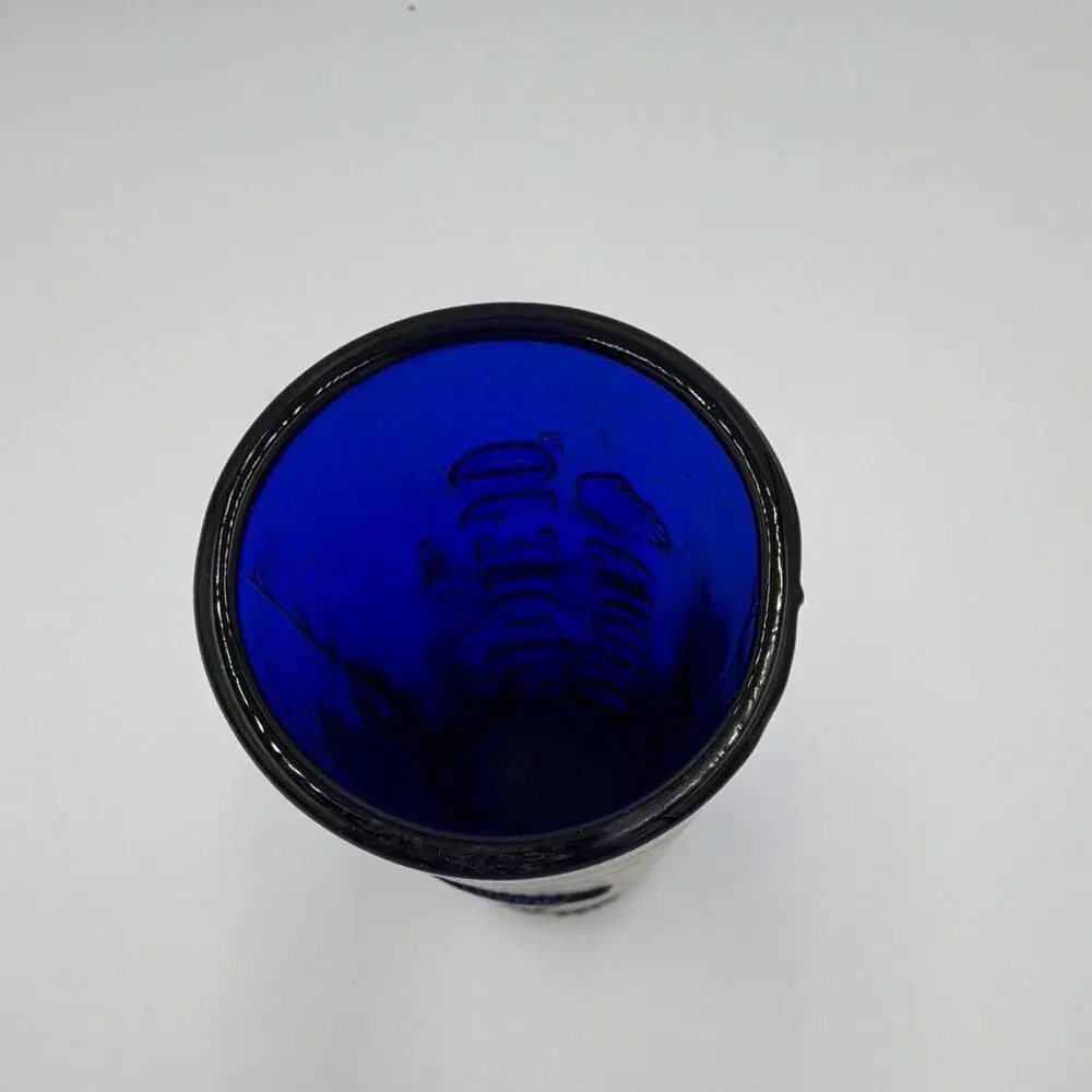 Corralejo Reposado Tequila Blue Glass Embossed Decorated Shot Glass